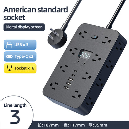 American Standard Power Strip Household Patch Board 16AC 3usb2type-C Patch Board