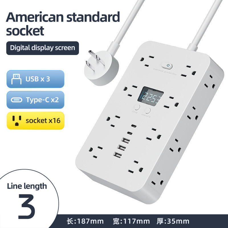 American Standard Power Strip Household Patch Board 16AC 3usb2type-C Patch Board